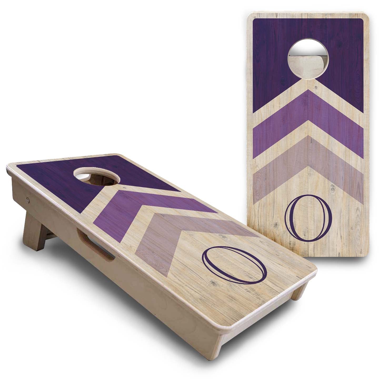 Mini Cornhole Boards - Wedding Arrows - Purple