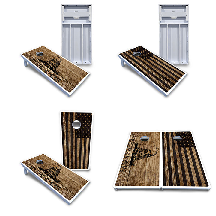 Wood DTOM & Flag Cornhole Boards - All Weather Series