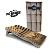 Light Wood Deer & Fish Flag Cornhole Boards - Pro Solution Lite Series