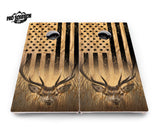 Light Wood Deer & Fish Flag Cornhole Boards - Pro Solution Lite Series