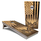 Light Wood Flag Deer & Fish Cornhole Boards - Professional Tournament Series