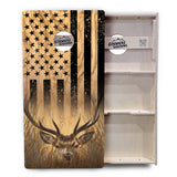 Light Wood Flag Deer & Fish Cornhole Boards - Professional Tournament Series