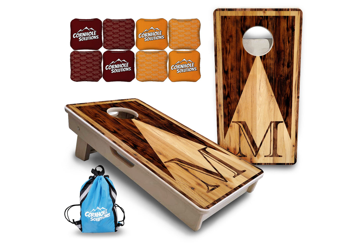 Mini Cornhole Boards - Wooden Triangle Letter Design