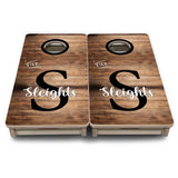 Mini Cornhole Boards - Wood Slat Name Design