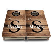 Mini Cornhole Boards - Wood Slat Name Design