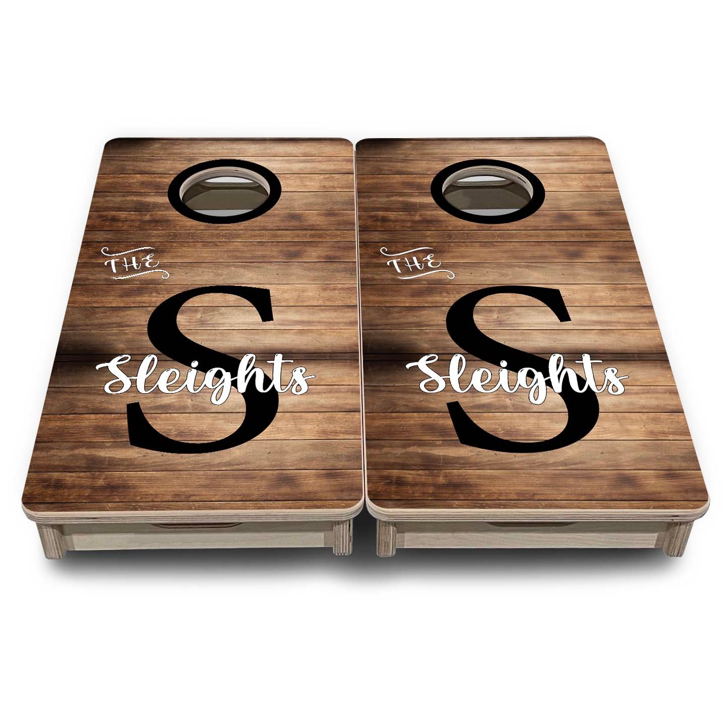 Mini Cornhole Boards - Wood Slat Name Design