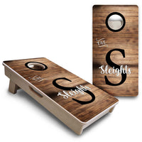 Mini Cornhole Boards - Wood Slat Name Design