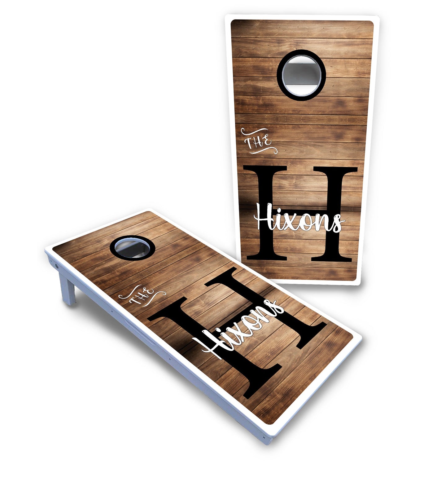 Wood Slat Name Cornhole Boards - All Weather Series
