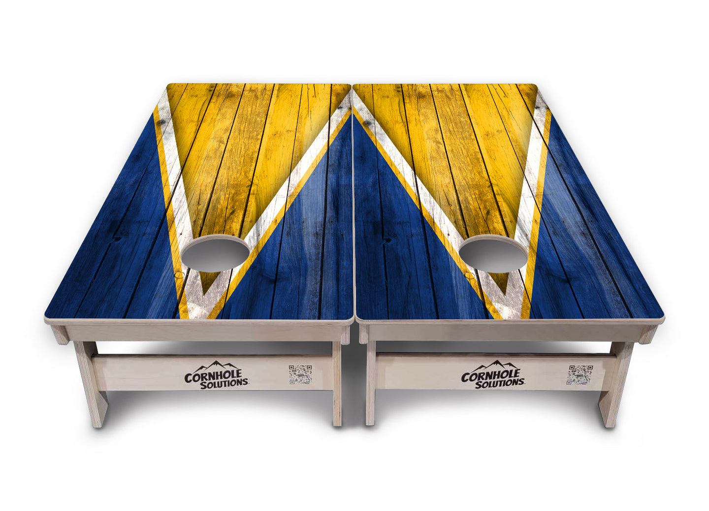 Yellow/Blue Triangle Cornhole Boards - Professional Tournament Series