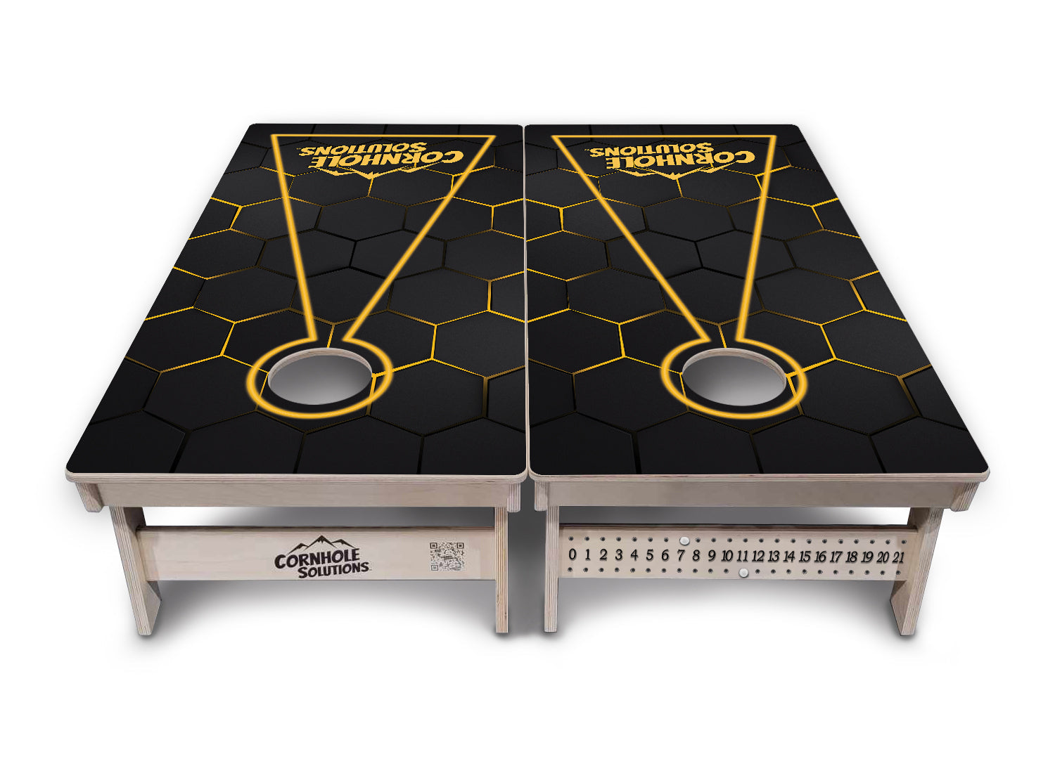 Glow Hole Black Backgound Cornhole Boards - Professional Tournament Series