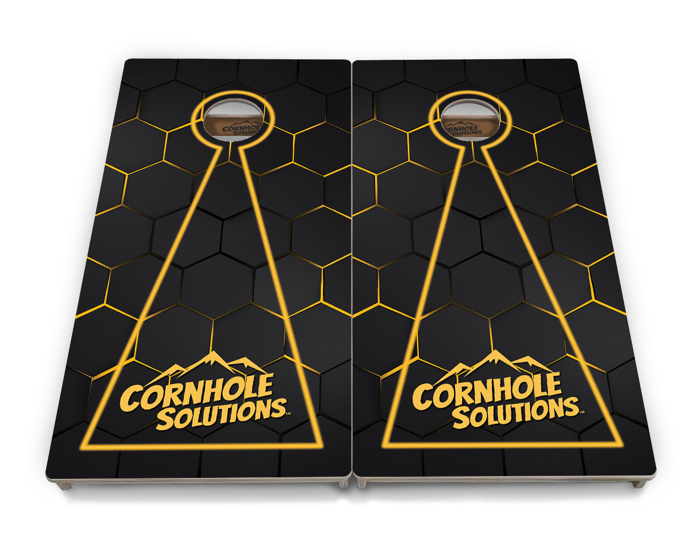 Glow Hole Black Backgound Cornhole Boards - Professional Tournament Series