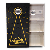 Glow Hole Black Backgound Cornhole Boards - Professional Tournament Series